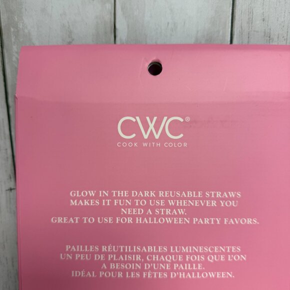 CWC Halloween Reusable Glow in the Dark Pumpkin Straws 6 Piece Set NIB NWT - Picture 3 of 3